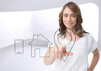 woman using contact icon interface