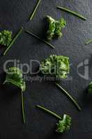 Fresh kale on slate