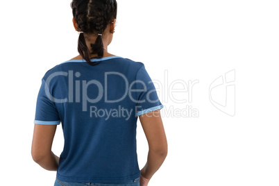 Rear view of woman in braided hair