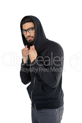 Handsome man posing against white background