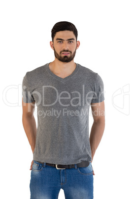 Handsome man posing against white background