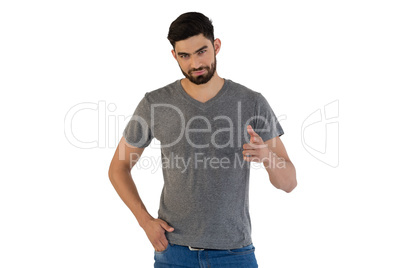 Handsome man posing against white background