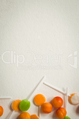 Overhead view of lollipops