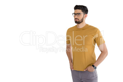 Handsome man posing against white background