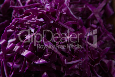 Close-up of chopped red cabbage