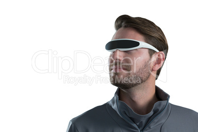 Man using virtual reality glasses