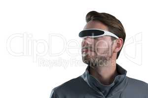 Man using virtual reality glasses