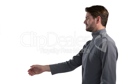 Man pretending to shake hands