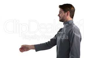 Man pretending to shake hands