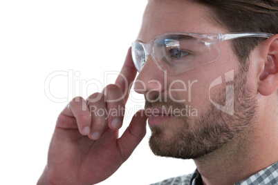 Man wearing protective glasses