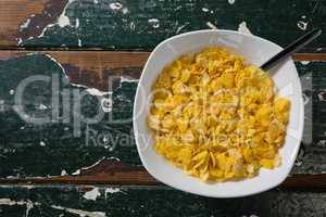 Bowl of wheaties cereal with spoon