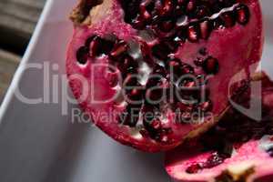 Pomegranate in a plate