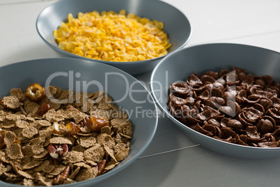 Bowls of various breakfast