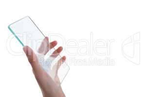 Close-up of person holding glass mobile phone