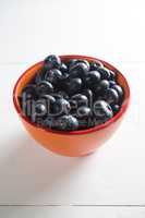Blueberries in bowl on table