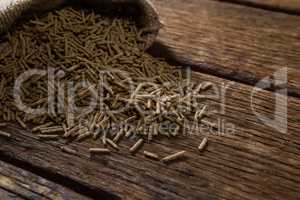 Cereal bran sticks spilling out of sack