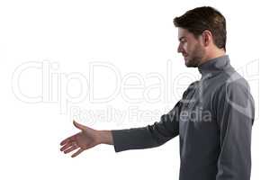 Man pretending to shake hands