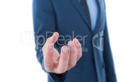 Mid section of businessman marketing invisible product