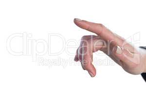 Cropped image of finger touching imaginary screen