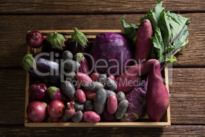 Various vegetables on basket