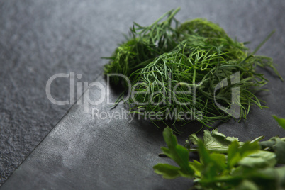 Herb in a chopping board