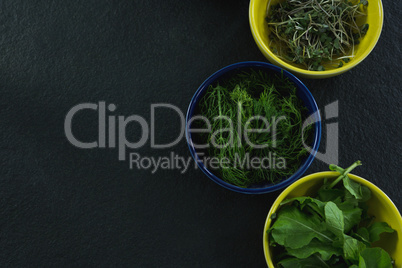 Various herbs in bowl