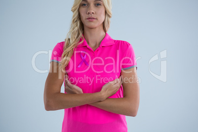 Portrait of young female touching breast Portrait of young female touching breast