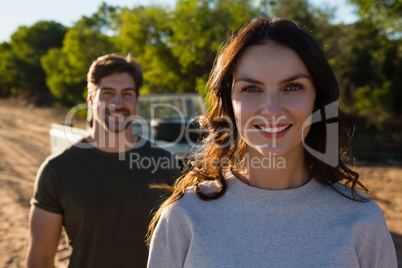 Portrait of beautiful woman by man