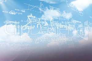 Composite image of formulas against black background