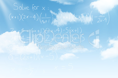 Composite image of equations over black background