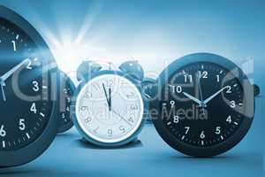 Digital composite image of clocks