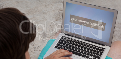 Composite image of payment declined text on display