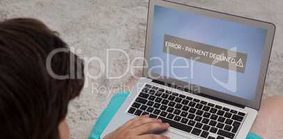 Composite image of payment declined text on display