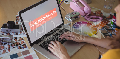 Composite image of transaction declined text on display