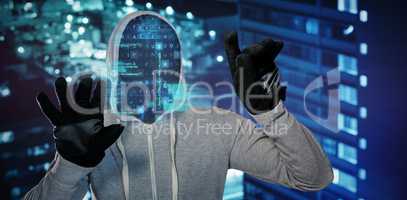 Composite image of robber with hood and gloves