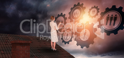 Composite image of thinking businesswoman