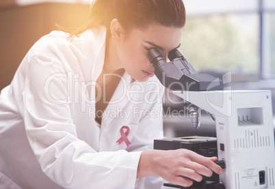 Composite image of breast cancer awareness ribbon