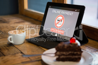 Composite image of online payment text on phone screen