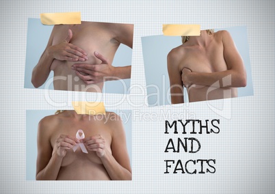 Myths and facts text and Breast Cancer Awareness Photo Collage