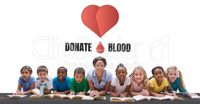 Student with donate blood text