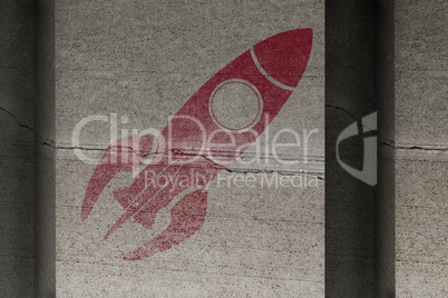 Composite image of rocket ship