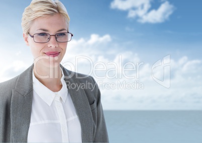 Businesswoman in nature sea