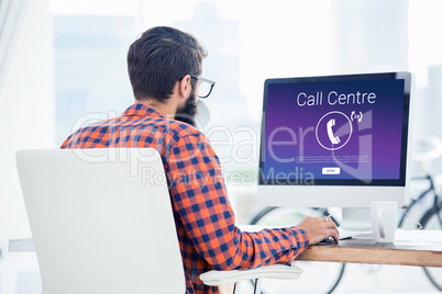 Composite image of icons with call centre text