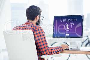 Composite image of icons with call centre text