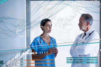Doctors standing with DNA interface