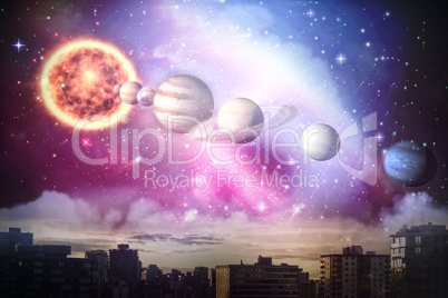 Composite image of composite image of planets and sun