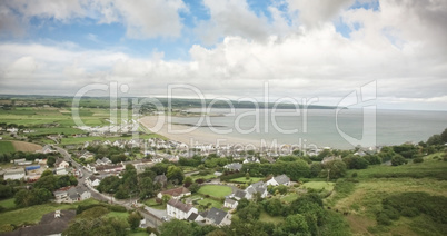 Houses and beach in town