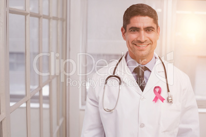 Composite image of breast cancer awareness ribbon