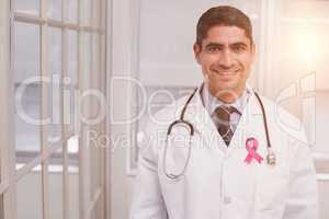 Composite image of breast cancer awareness ribbon