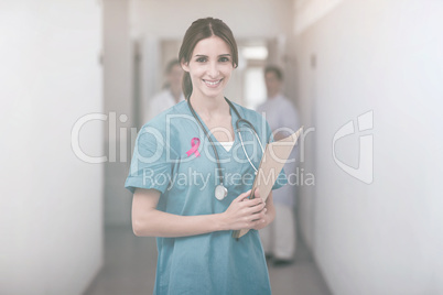 Composite image of breast cancer awareness ribbon